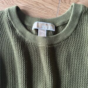 Michael Kors Olive Green Mesh Crew Neck Sweater